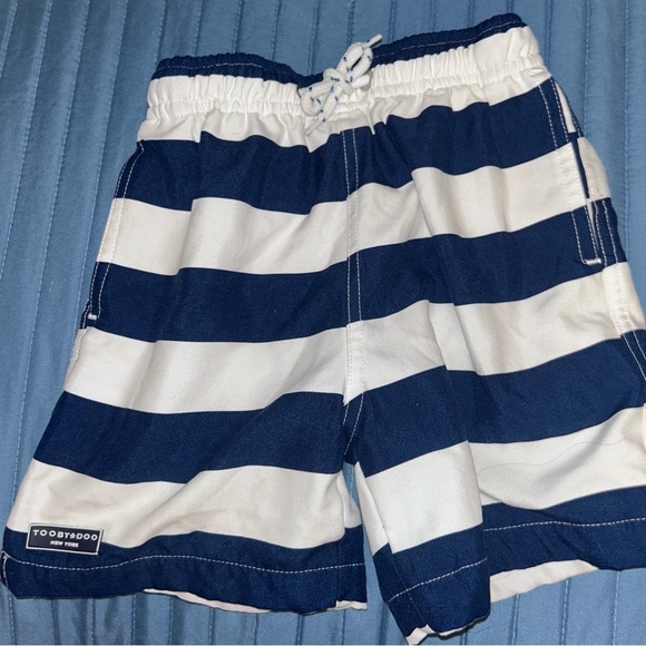 Toobydoo Blue and White Swim Trunks Nautical Stripes - Picture 1 of 4